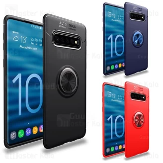 قاب ژله ای طرح چرم انگشتی سامسونگ Samsung Galaxy S10 Plus AutoFocus Magnetic Ring