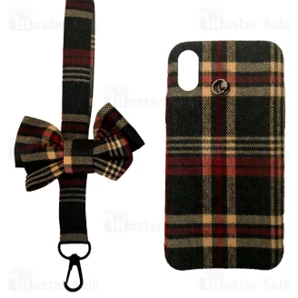قاب فانتزی پارچه ای آیفون Apple iPhone X / Xs دارای بند نگهدارنده