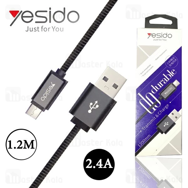 کابل میکرو یو اس بی یسیدو Yesido CA-T2 توان 2.4 آمپر به طول 1.2 متر