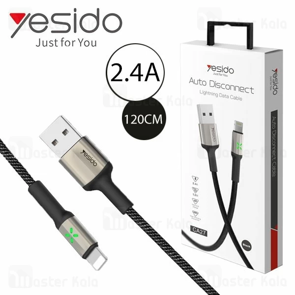 کابل لایتنینگ یسیدو Yesido CA27 Cable دارای قطع کن خودکار و توان 2.4 آمپر