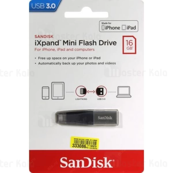 فلش مموری Sandisk iXPAND Mini Lightning and USB3.0 16GB