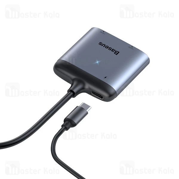 کابل تبدیل پورت Type-C به HDMI و Type-C بیسوس Baseus USB-C to 2x HDMI and USB-C PD CAHUB-I0G