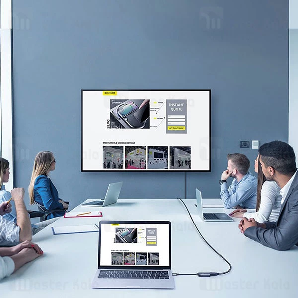 کابل تبدیل پورت Type-C به HDMI و Type-C بیسوس Baseus USB-C to 2x HDMI and USB-C PD CAHUB-I0G