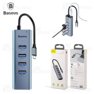 تبدیل Type-C به USB بیسوس Baseus Type-C to USB3x4+PD HUB adapter CAHUB-Q0G دارای 4 پورت