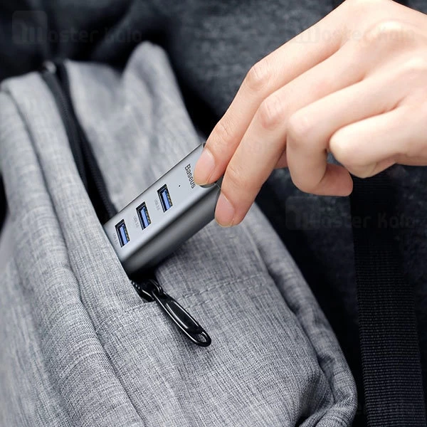 تبدیل Type-C به USB بیسوس Baseus Type-C to USB3x4+PD HUB adapter CAHUB-Q0G دارای 4 پورت