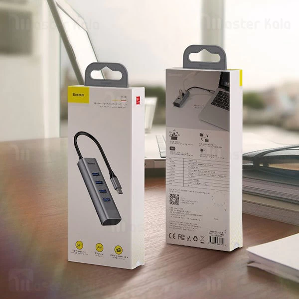 تبدیل Type-C به USB بیسوس Baseus Type-C to USB3x4+PD HUB adapter CAHUB-Q0G دارای 4 پورت