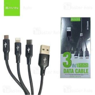 کابل سه سر باوین Bavin CB-076 3 in 1 Charging Cable توان 2.4 آمپر