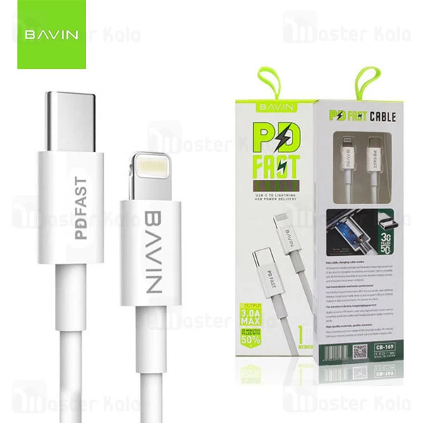 کابل Type C به لایتنینگ باوین Bavin CB-169 PD Cable توان 3 آمپر و طول 1 متر