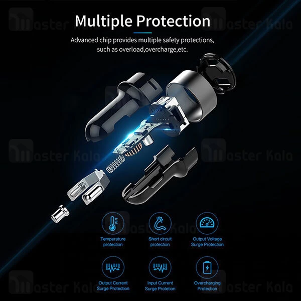 شارژر فندکی باوین Bavin PC373 2.4A QC3 Car Charger دو پورت همراه با کابل