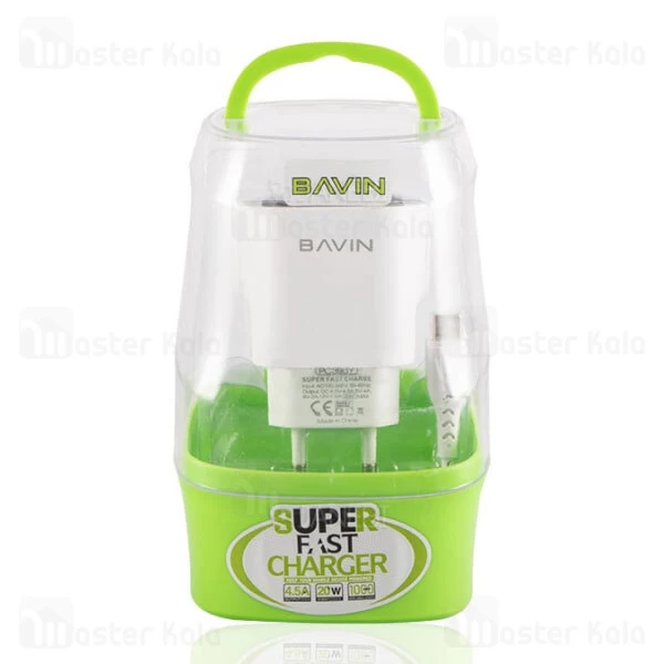 شارژر دیواری باوین Bavin PC396Y QC3 Charger توان 4.5 آمپر و همراه با کابل