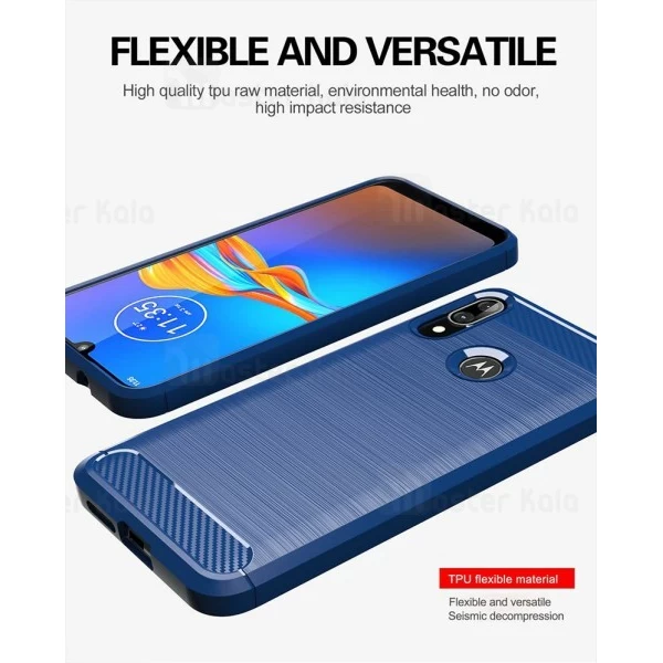 قاب محافظ ژله ای Motorola Moto E6 Plus / E6s Fiber Carbon Rugged Armor Case