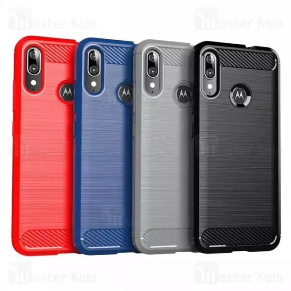 قاب محافظ ژله ای Motorola Moto E6 Plus / E6s Fiber Carbon Rugged Armor Case