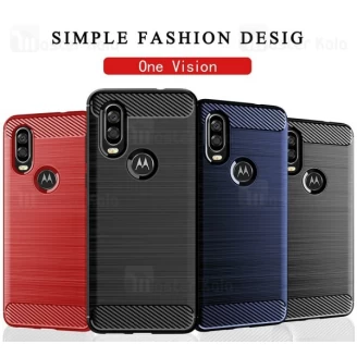 قاب محافظ ژله ای موتورولا Motorola One Vision Rugged Armor Fiber Carbon