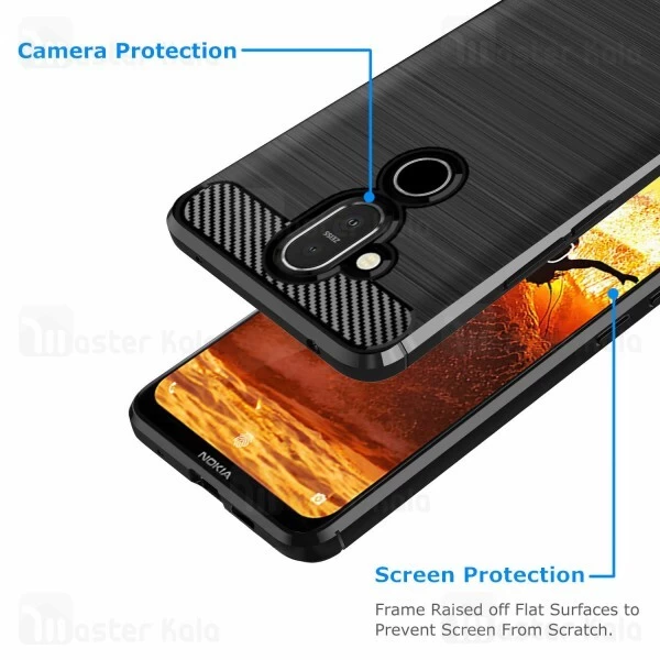 قاب محافظ ژله ای Nokia 8.1 / X7 Fiber Carbon Rugged Armor Case