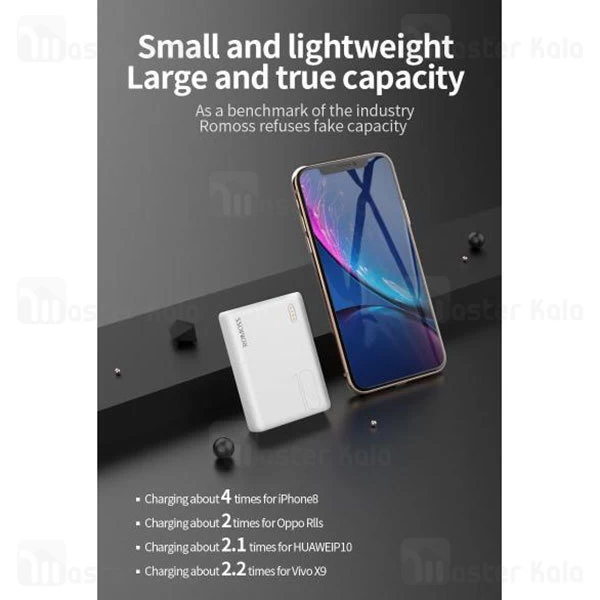 پاوربانک 10000 میلی آمپر روموس Romoss Powerbank PSL10 توان 2.1 آمپر