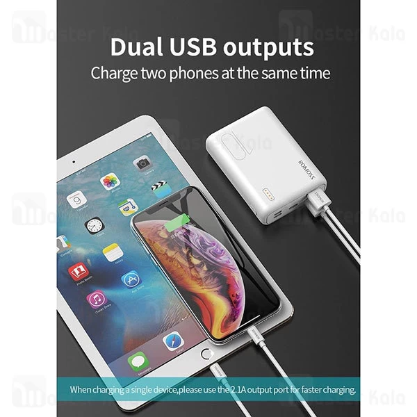 پاوربانک 10000 میلی آمپر روموس Romoss Powerbank PSL10 توان 2.1 آمپر