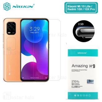 محافظ صفحه شیشه ای نیلکین شیائومی Xiaomi Mi 10 Lite / Redmi 10X / 10X Pro Nillkin H+ Pro + محافظ لنز