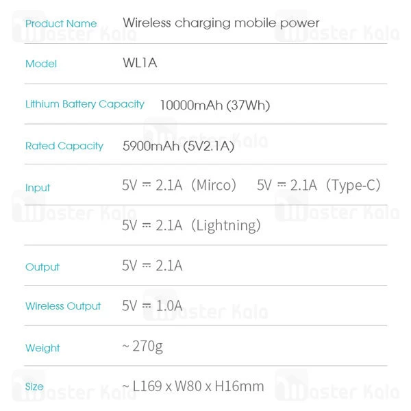 پاوربانک Romoss WL1A Wireless Powerbank 10000mAh 2.1A