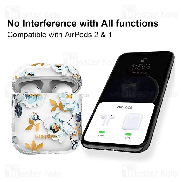 کاور ایرپاد Apple Airpods 1 / 2 Kingxbar Swarovski Fresh Series Gardenia