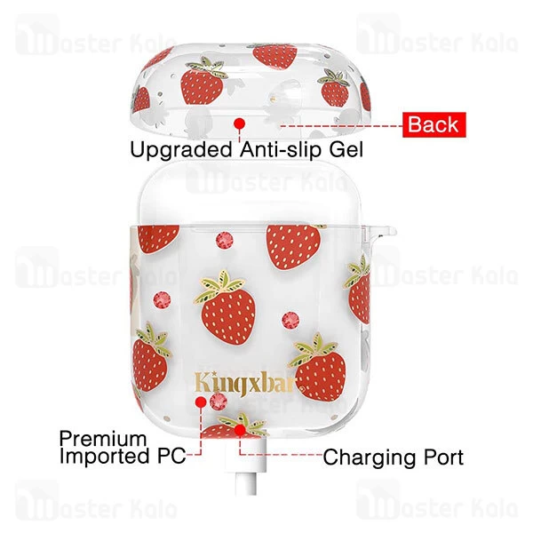 کاور ایرپاد Apple Airpods 1 / 2 Kingxbar Swarovski Fresh Series Strawberry