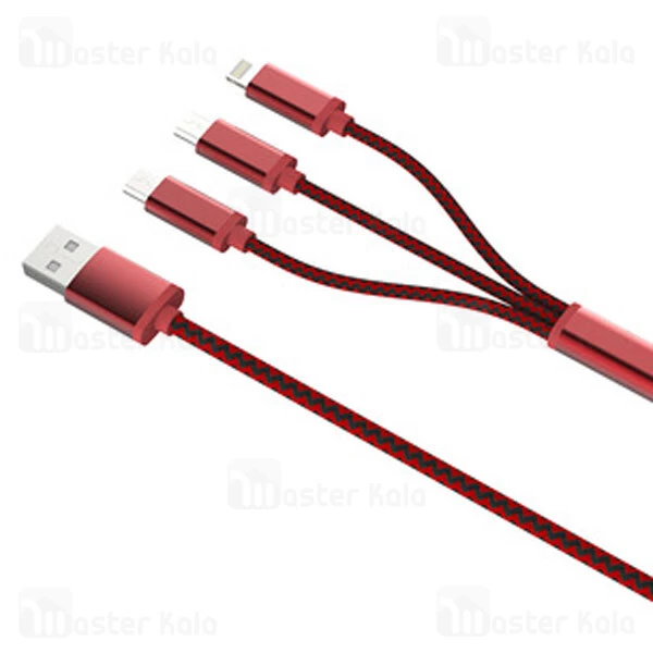 کابل سه سر امی EMY MY-447 USB Cable توان 2 آمپر