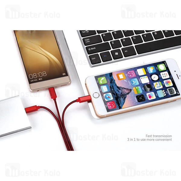 کابل سه سر امی EMY MY-447 USB Cable توان 2 آمپر