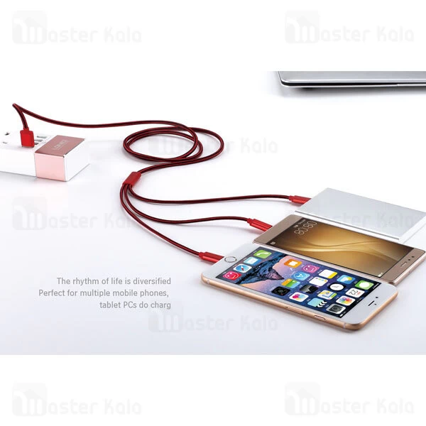 کابل سه سر امی EMY MY-447 USB Cable توان 2 آمپر