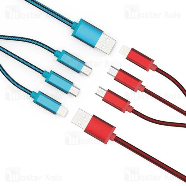 کابل سه سر امی EMY MY-447 USB Cable توان 2 آمپر