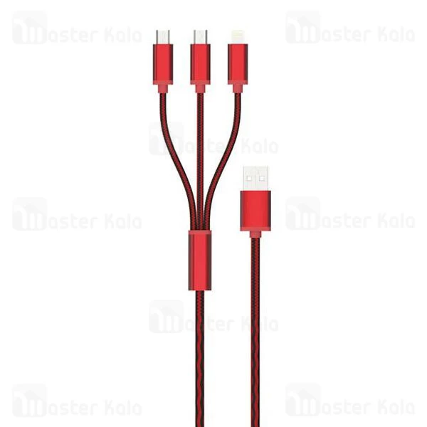 کابل سه سر امی EMY MY-447 USB Cable توان 2 آمپر