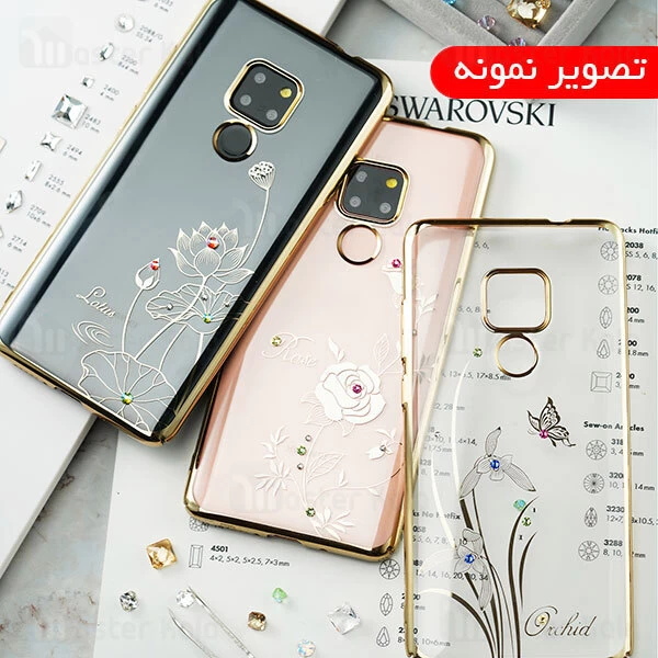 قاب فانتزی Huawei Mate 20 Pro Kingxbar Swarovski Flower Series Lotus Gold