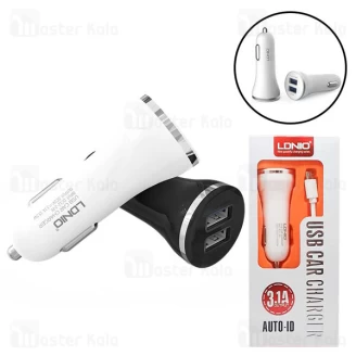 شارژر فندکی الدینیو LDNIO DL-C23 2 Ports 3.1A Car Charger همراه با کابل