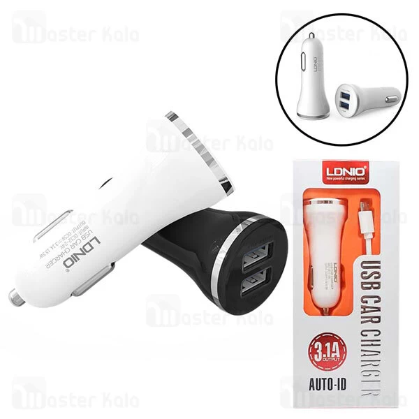 شارژر فندکی LDNIO DL-C23 2 Ports 3.1A Car Charger With Cable