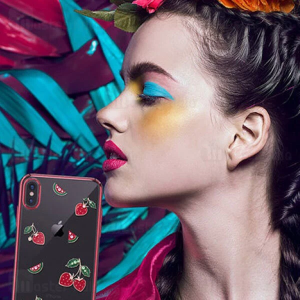 قاب فانتزی iPhone X / XS Kingxbar Swarovski Tropical Strawberry