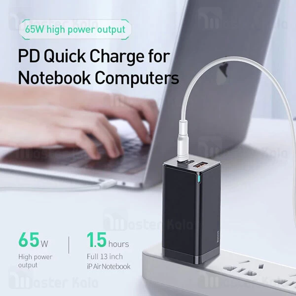 شارژر دیواری Baseus GaN Quick Travel Charger C+C+A 65W CN CCGAN-A01