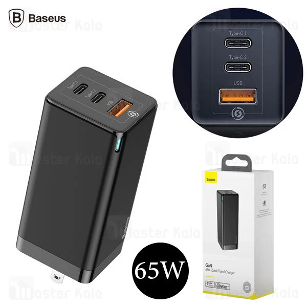 شارژر دیواری Baseus GaN Quick Travel Charger C+C+A 65W CN CCGAN-A01