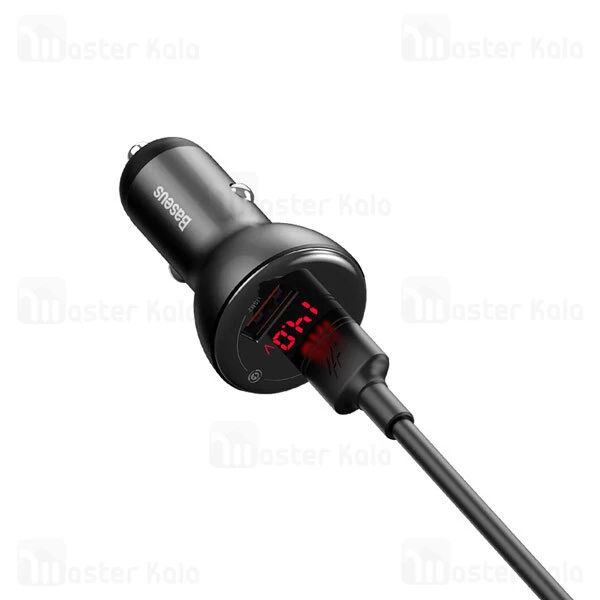 شارژر فندکی سوپر شارژ بیسوس Baseus Digital Dual Quick Charger 45W TZCCBX-B0G همراه کابل