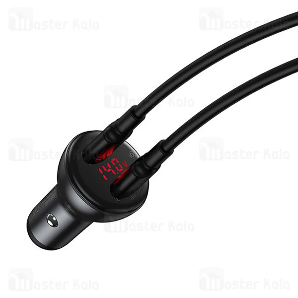 شارژر فندکی سوپر شارژ بیسوس Baseus Digital Dual Quick Charger 45W TZCCBX-B0G همراه کابل