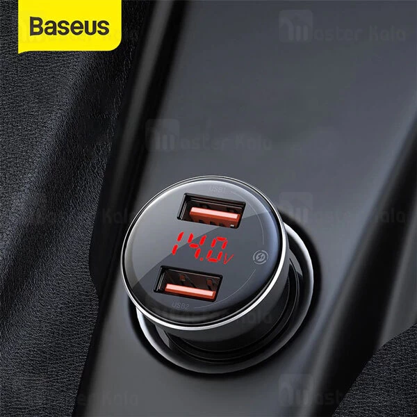 شارژر فندکی سوپر شارژ بیسوس Baseus Digital Dual Quick Charger 45W TZCCBX-B0G همراه کابل