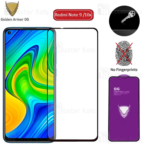 گلس تمام صفحه Xiaomi Redmi Note 9 / Redmi 10x 4G OG Gold Armor Purple 2.5D Full Screen Protector