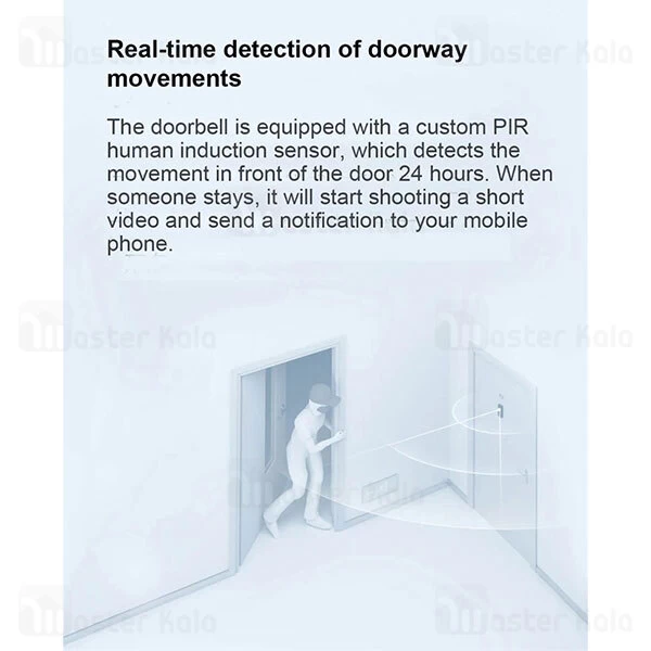 زنگ در هوشمند شیائومی Xiaomi Doorbell 2 MUML02-FJ AI Face Identification 1080p Night Vision Video