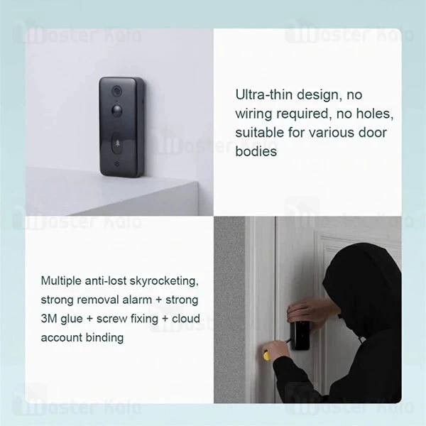 زنگ در هوشمند شیائومی Xiaomi Doorbell 2 MUML02-FJ AI Face Identification 1080p Night Vision Video