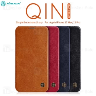 کیف چرمی نیلکین آیفون Apple iPhone 12 Pro / iPhone 12 Nillkin Qin Leather Case