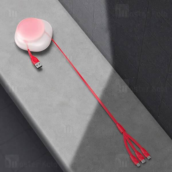 کابل سه سر Baseus Lets go Little Reunion One-Way Stretchable CAMLT-TY24 توان 3 آمپر طول 0.85 متر