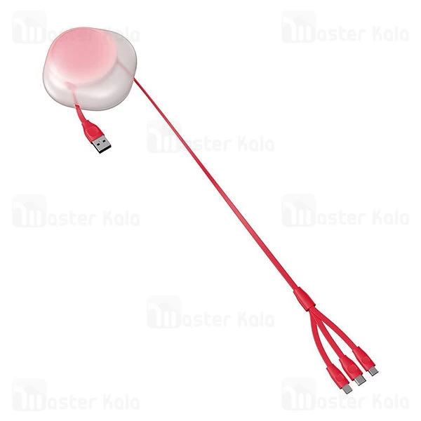کابل سه سر Baseus Lets go Little Reunion One-Way Stretchable CAMLT-TY24 توان 3 آمپر طول 0.85 متر