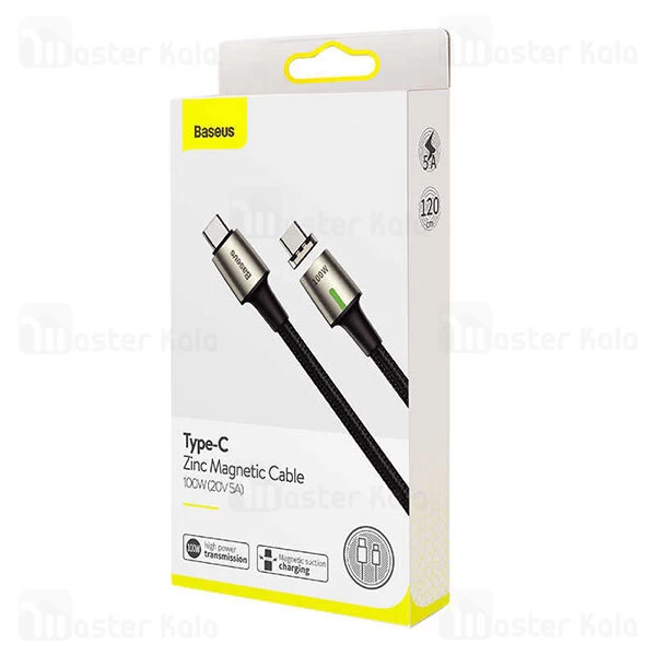 کابل مگنتی تایپ سی به تایپ سی بیسوس Baseus Zinc Magnetic CATXC-K01 طول 1.2 متر توان 100 وات