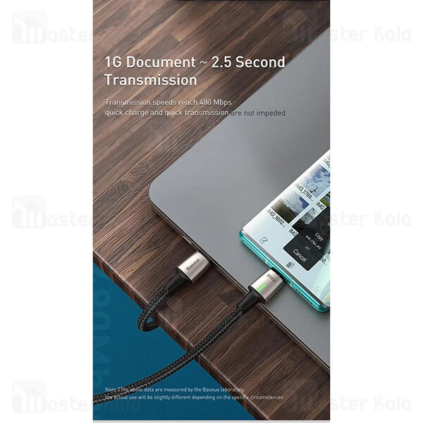 کابل مگنتی تایپ سی به تایپ سی بیسوس Baseus Zinc Magnetic CATXC-K01 طول 1.2 متر توان 100 وات