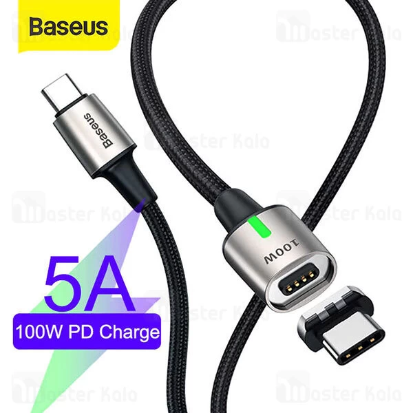 کابل مگنتی تایپ سی به تایپ سی بیسوس Baseus Zinc Magnetic CATXC-K01 طول 1.2 متر توان 100 وات