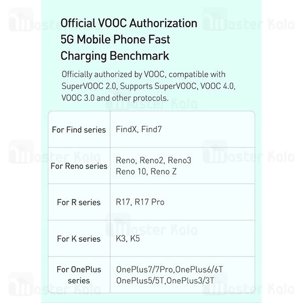 کابل Type C سوپرشارژ بیسوس Baseus Cafule CATKLF-VB01 QC VOOC Charge توان 30 وات به طول 2 متر