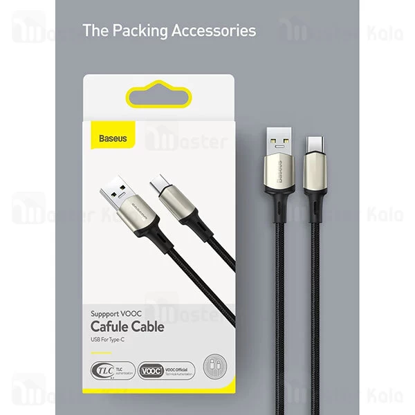 کابل Type C سوپرشارژ بیسوس Baseus Cafule CATKLF-VB01 QC VOOC Charge توان 30 وات به طول 2 متر