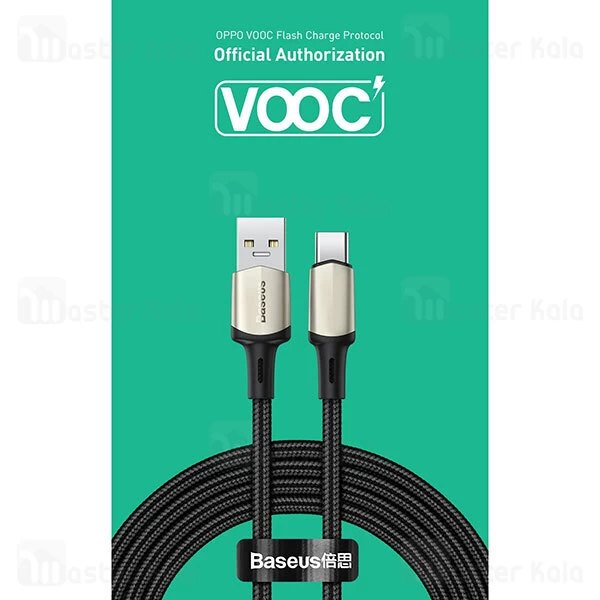 کابل Type C سوپرشارژ بیسوس Baseus Cafule CATKLF-VB01 QC VOOC Charge توان 30 وات به طول 2 متر